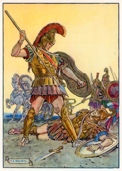 "Spænd ikke mine knæ, modbydelige hund!" (farvelitografi) af Charles Edmund (after) Brock