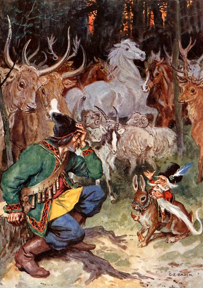 "Hej! Gode mand, jeg ved, hvad der bekymrer dig" (farvelitografi) af Charles Edmund (after) Brock