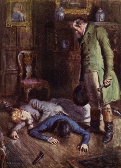 Illustration til The Amateur Gentleman af Jeffery Farnol (farve litho) af Charles Edmund (after) Brock