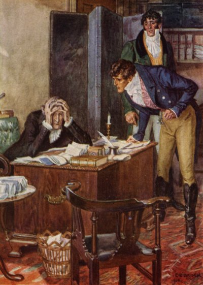 Illustration til The Amateur Gentleman af Jeffery Farnol (farve litho) af Charles Edmund (after) Brock