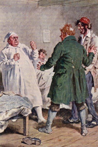 Illustration til The Pickwick Papers af Charles Dickens (farvelitografi) af Charles Edmund (after) Brock