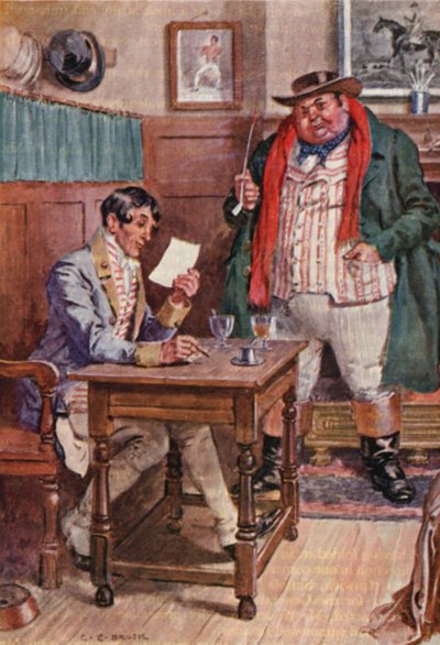 Illustration til The Pickwick Papers af Charles Dickens (farvelitografi) af Charles Edmund (after) Brock