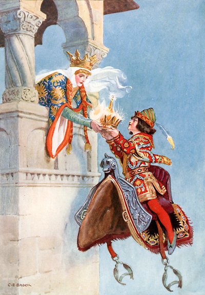 "Hun så kronen og bad ham om at give den til hende" (farvelitografi) af Charles Edmund (after) Brock