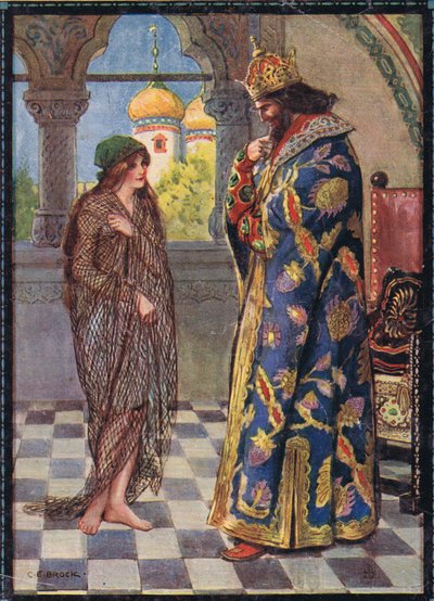 Forsideillustration fra børnehistorier fra rumænske legender af Moses Gaster (1856-1939) 1921 af Charles Edmund Brock