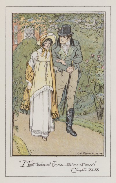 Illustration til Emma af Jane Austen (farve litho) af Charles Edmund Brock