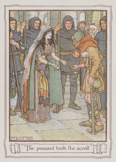 Illustration til Ivanhoe af Sir Walter Scott (farve litho) af Charles Edmund Brock