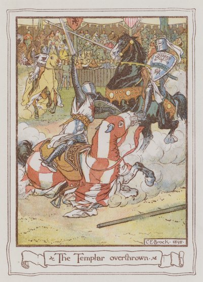 Illustration til Ivanhoe af Sir Walter Scott (farve litho) af Charles Edmund Brock