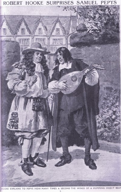 Robert Hooke overrasker Samuel Pepys af Charles Edmund Brock