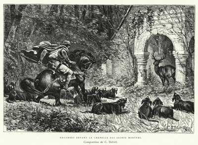Dagobert Foran De Hellige Martyrers Kapel (gravering) af Charles Edouard Delort