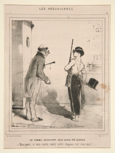 En mand opdagede at have været overrasket (A Man Discovered for Having Been Surprised), fra serien Les Vesuviennes udgivet i Le Charivari af Charles Edouard de Beaumont