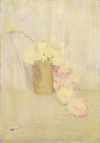 Røg og krysantemum blomster af Charles Edward Conder
