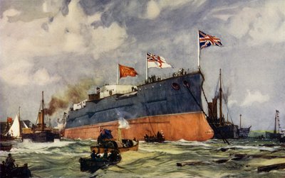 Lanceringen af London i Portsmouth af Charles Edward Dixon