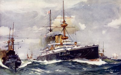 Den Majestætiske. Flagskib for Channel Squadron, 1901 af Charles Edward Dixon