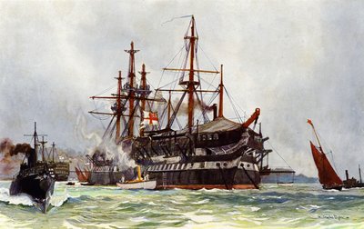 The Old Implacable (Duguay Trouin) i Devonport, 1901 af Charles Edward Dixon
