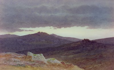 Dusk over Dartmoor (akvarel på papir) af Charles Edward Jr. Brittan