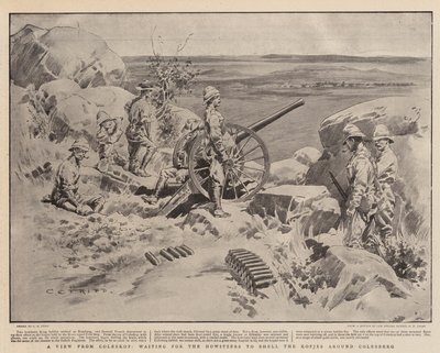 Udsigt fra Coleskop, mens vi ventede på at haubitserne skulle beskyde kopjerne omkring Colesberg af Charles Edwin Fripp