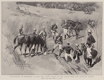 Kampagne i Rhodesia, et stop for vand, mens de var på marts med de kejserlige tropper af Charles Edwin Fripp