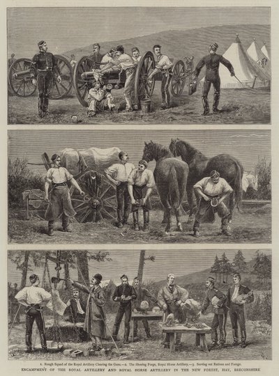 Lejr af Royal Artillery og Royal Horse Artillery i New Forest, Hay, Breconshire af Charles Edwin Fripp