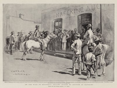 På vej til Bulawayo, salg af heste på auktion i Mafeking af Charles Edwin Fripp