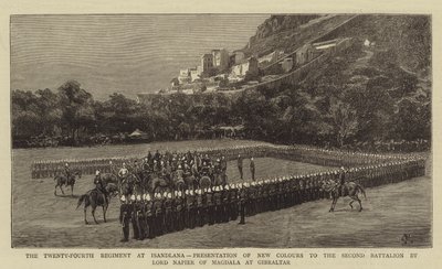 Det 24. regiment ved Isandlana, præsentation af nye faner til den anden bataljon af Lord Napier af Magdala ved Gibraltar af Charles Edwin Fripp