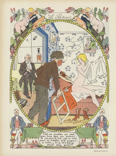 Portrættet. Illustration til Le Rire af Charles Emile Egli