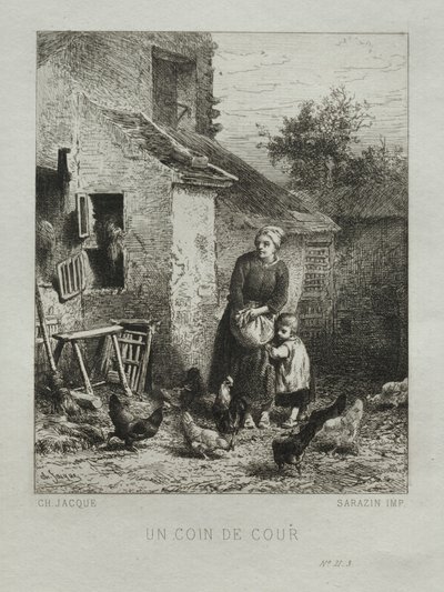 Et Hjørne af Værftet. af Charles Emile Jacque