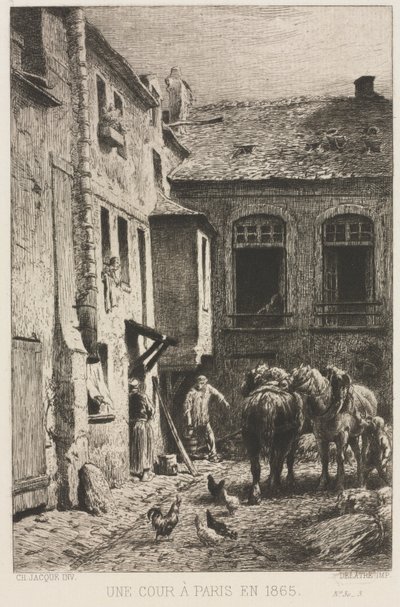 En gårdhave i Paris af Charles Emile Jacque