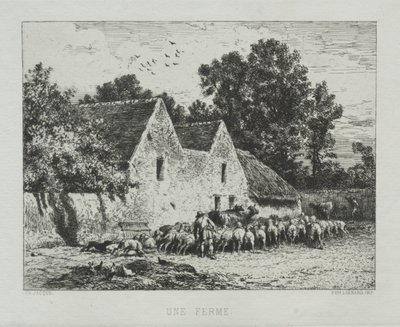 Et Bondehus. af Charles Emile Jacque