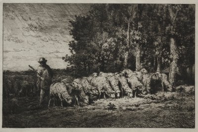 En flok i udkanten af en skov af Charles Emile Jacque