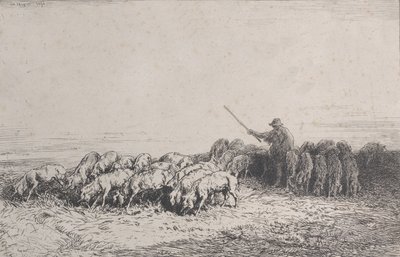 En flok svin, 1850. af Charles Emile Jacque