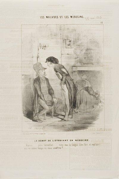 En medicinstuderende starter ud (plade 12) af Charles Emile Jacque