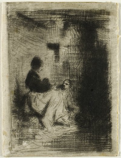 En kvinde og hendes barn af Charles Emile Jacque