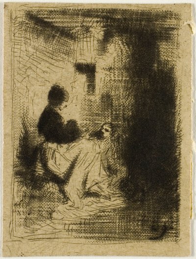 En kvinde og hendes barn af Charles Emile Jacque