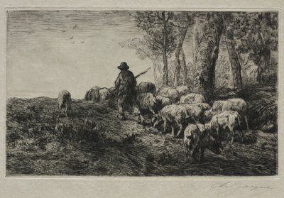En flok svin, 1880. af Charles Emile Jacque
