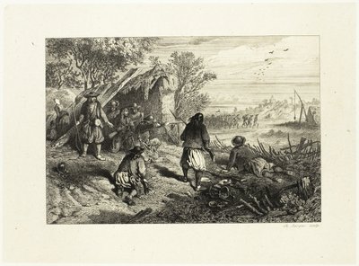 Et bagholdsangreb af Charles Emile Jacque
