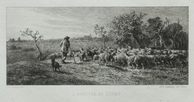 Ankommer til marken. af Charles Emile Jacque