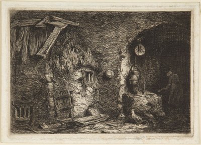 Interiør i et landhus af Charles Emile Jacque