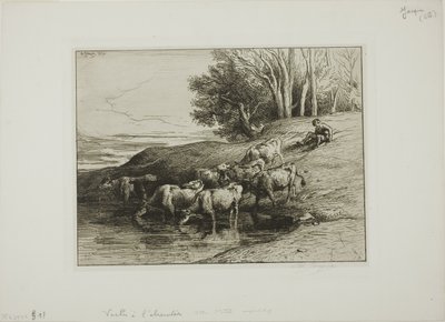 Køer ved Vandingspladsen af Charles Emile Jacque