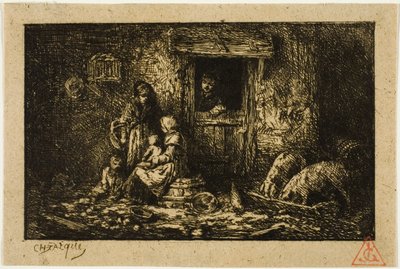Døråbning til et bondehus af Charles Emile Jacque
