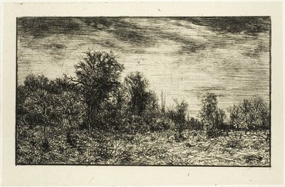 Edge of a Wood, under overskyet himmel af Charles Emile Jacque