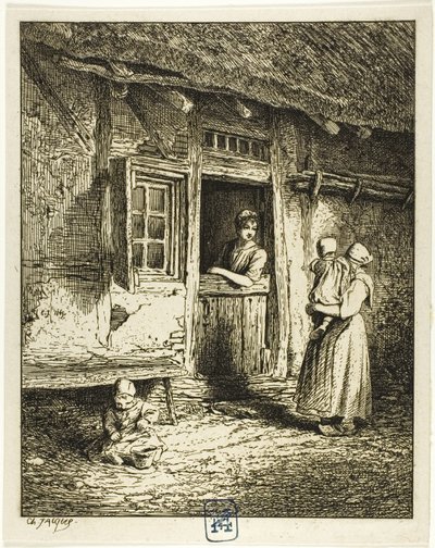 Indgang til en bondes hus af Charles Emile Jacque