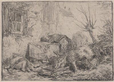 Gårdsplads, ca. 1845. af Charles Emile Jacque