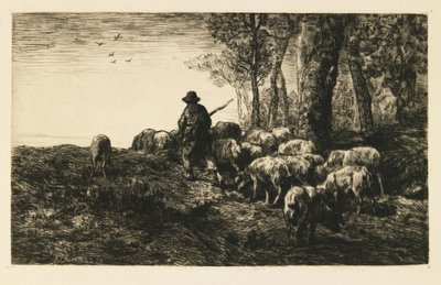 Svineflok med Svinebesætning af Charles Emile Jacque