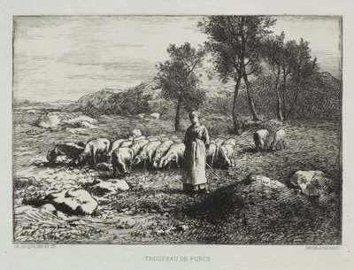 Svinebesætning, 1868. af Charles Emile Jacque