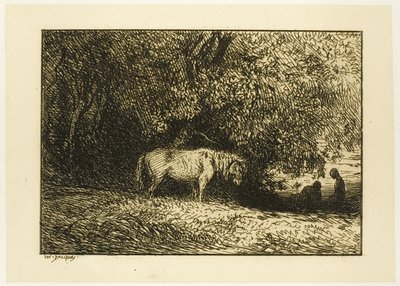 Hest i skoven af Charles Emile Jacque