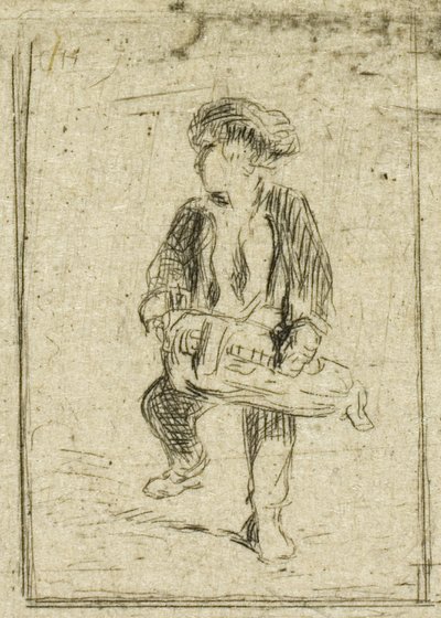 Hurdy-Gurdy spiller af Charles Emile Jacque