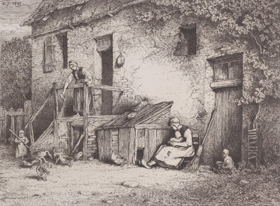 Foran huset, 1845. af Charles Emile Jacque