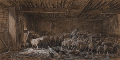 Interiør af en lade (La Bergerie) af Charles Emile Jacque