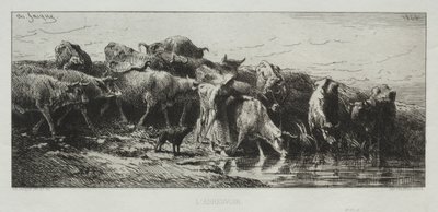 LAbreuvoir, 1866. af Charles Emile Jacque