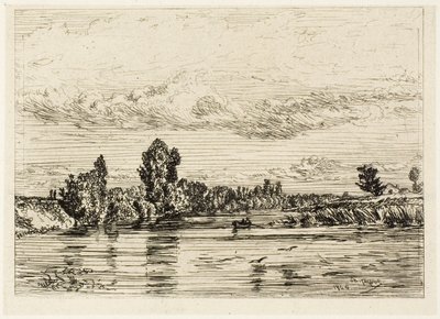 Landskab nær Asnières af Charles Emile Jacque